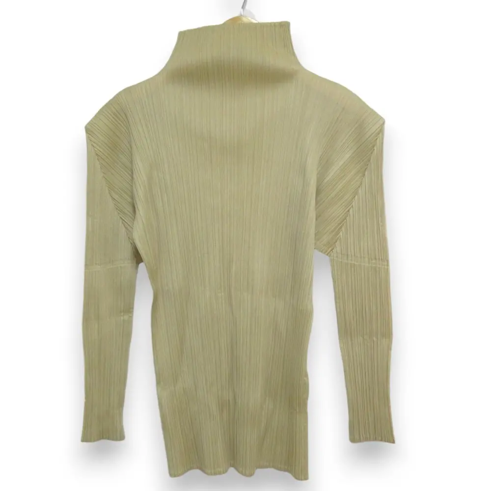 PLEATS PLEASE ISSEY MIYAKE プリーツプリーズ イッセイミヤケ ハイネック 長袖 プリーツカットソー PP04-JK604 サイズ4 ベージュ