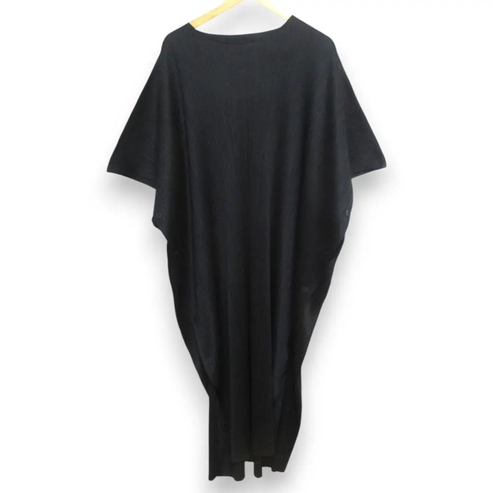 PLEATS PLEASE ISSEY MIYAKE プリーツプリーズ イッセイミヤケ ハーフスリーブ ロングワンピース PP91-JA243 サイズ3 ブラック