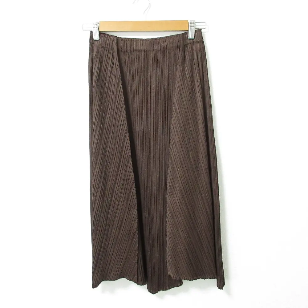 PLEATS PLEASE プリーツプリーズ イッセイミヤケ 斜めプリーツ イージーウエスト ひざ丈 スカート PP33-JG149 2 ブラウン