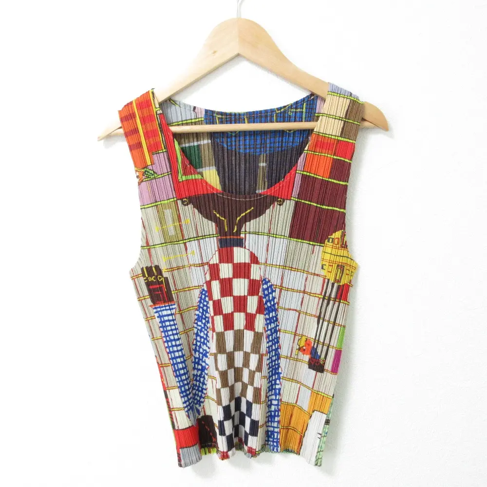 PLEATS PLEASE プリーツプリーズ イッセイミヤケ 総柄 ノースリーブ プリーツカットソー PP14-JK141 3 マルチカラー