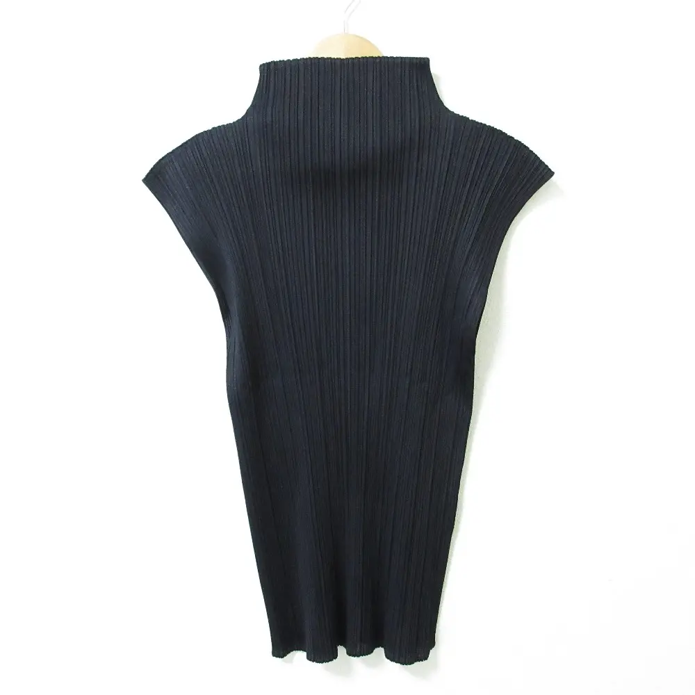 PLEATS PLEASE ISSEY MIYAKE プリーツプリーズ イッセイミヤケ ハイネック ノースリーブ プリーツカットソー 3 ネイビー