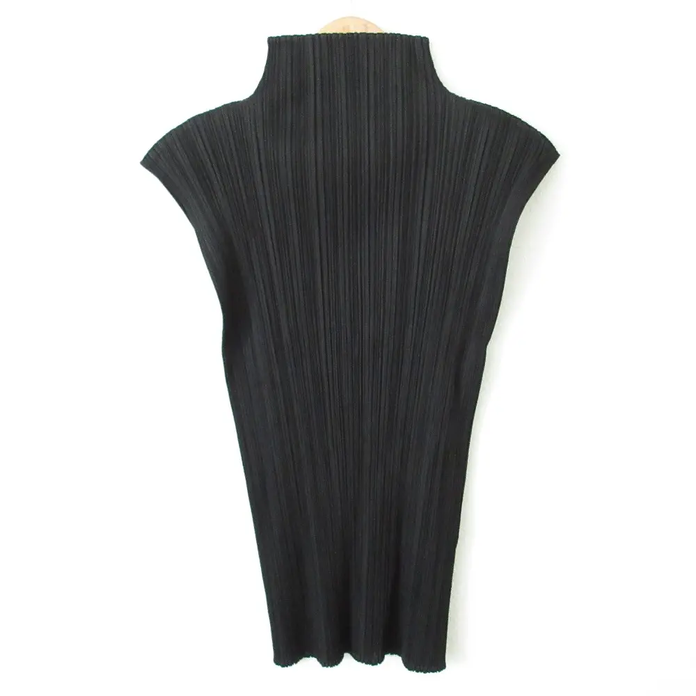 PLEATS PLEASE ISSEY MIYAKE プリーツプリーズ イッセイミヤケ ハイネック ノースリーブ プリーツカットソー ブラウス 3 ブラック