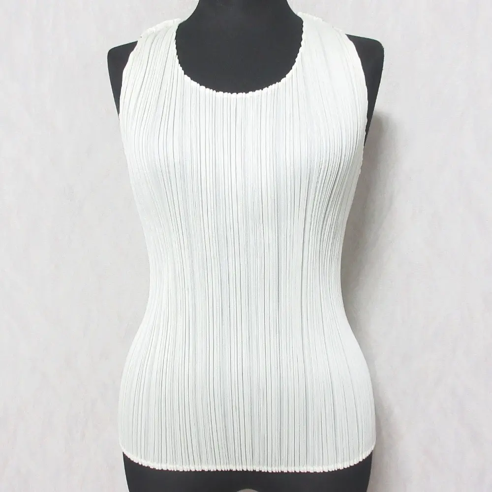 PLEATS PLEASE ISSEY MIYAKE プリーツプリーズ イッセイミヤケ クルーネック タンクトップ カットソー PP06-JK001 3 オフホワイト