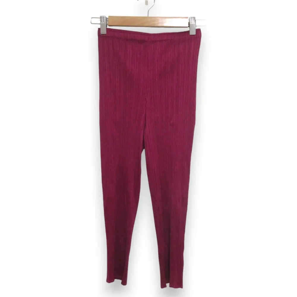 PLEATS PLEASE ISSEY MIYAKE プリーツプリーズ イッセイミヤケ クロップド イージーパンツ サイズ2 ボルドー パープル系