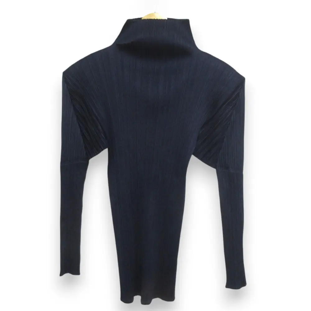 PLEATS PLEASE ISSEY MIYAKE プリーツプリーズ イッセイミヤケ ハイネック ロングスリーブ カットソー PP04-JK604 サイズ3 ネイビー