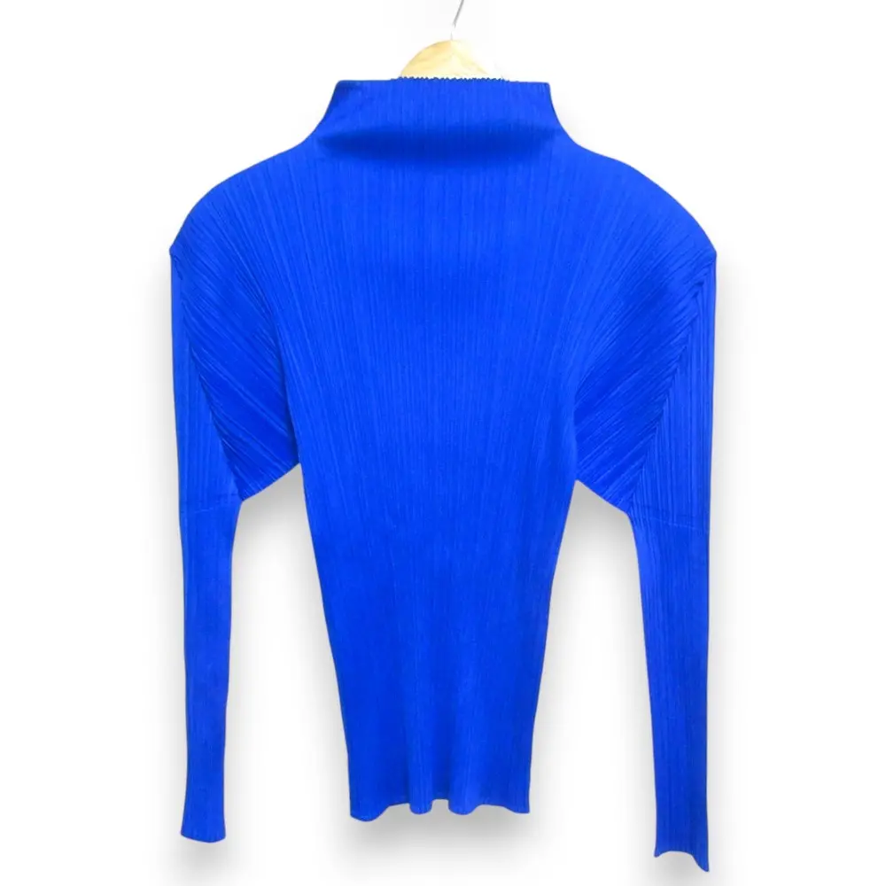 PLEATS PLEASE ISSEY MIYAKE プリーツプリーズ イッセイミヤケ ボトルネック ロングスリーブ カットソー PP01-JK305 サイズ3 ブルー