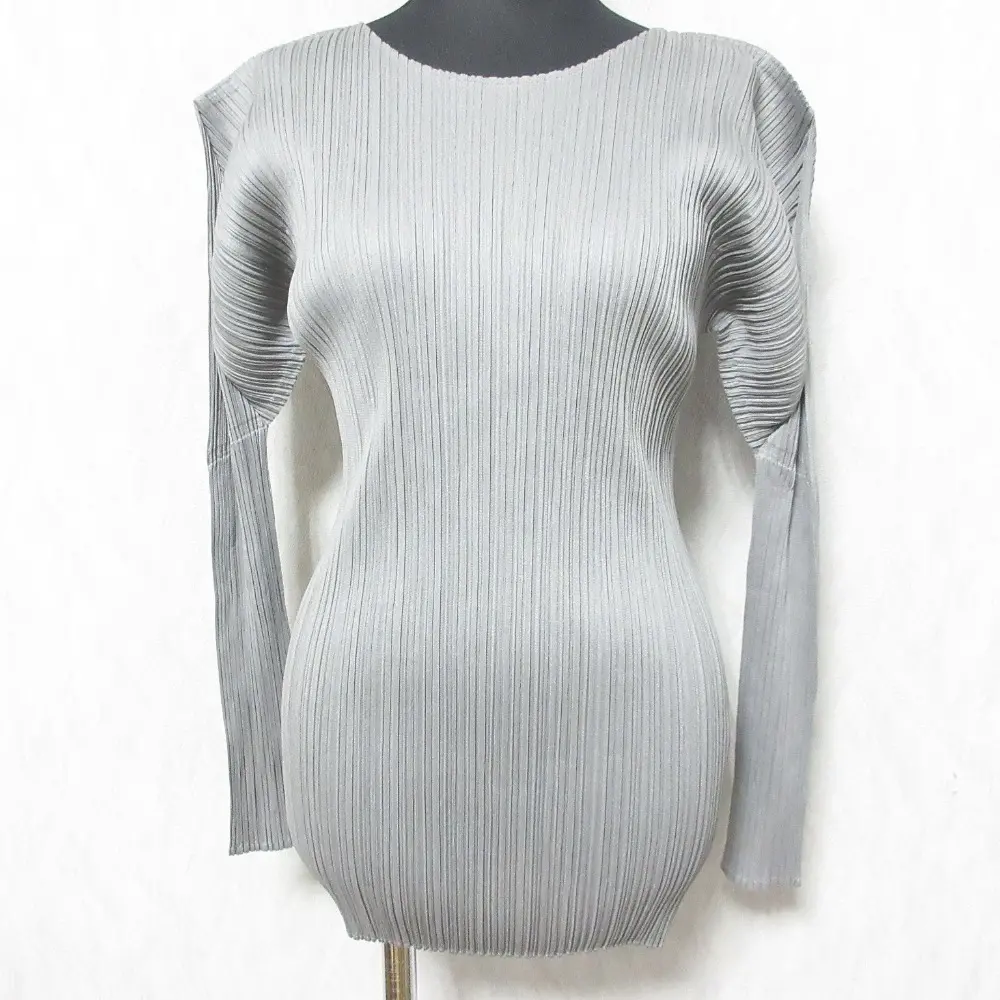 PLEATS PLEASE ISSEY MIYAKE プリーツプリーズ イッセイミヤケ クルーネック ロングスリーブ カットソー PP04-JK602 3 グレー