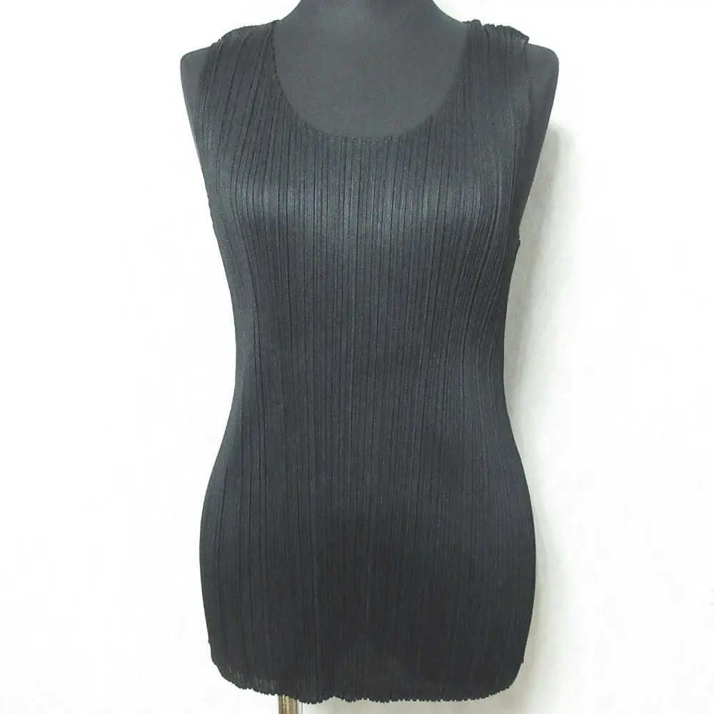 PLEATS PLEASE ISSEY MIYAKE プリーツプリーズ イッセイミヤケ クルーネック タンクトップ カットソー PP05-JK001 3 ブラック