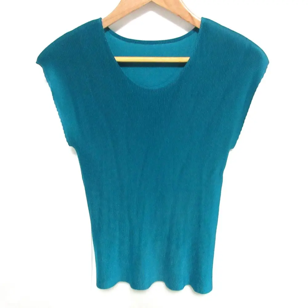 PLEATS PLEASE ISSEY MIYAKE プリーツプリーズイッセイミヤケ フレンチスリーブ Uネック カットソー PP13-FK321 3 グリーン系