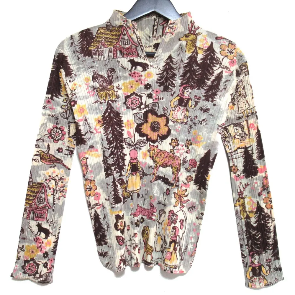 PLEATS PLEASE プリーツプリーズ イッセイミヤケ Nathalie Lete 赤ずきんプリント スキッパー カットソー 3 マルチカラー