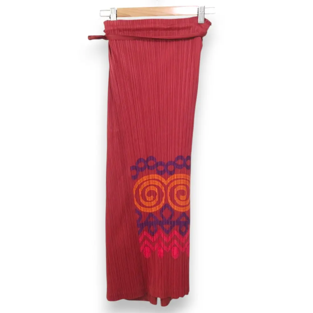 18AW PLEATS PLEASE ISSEY MIYAKE プリーツプリーズ イッセイミヤケ イージー ラップ ワイドパンツ PP83-JF764 サイズ2 レッド系