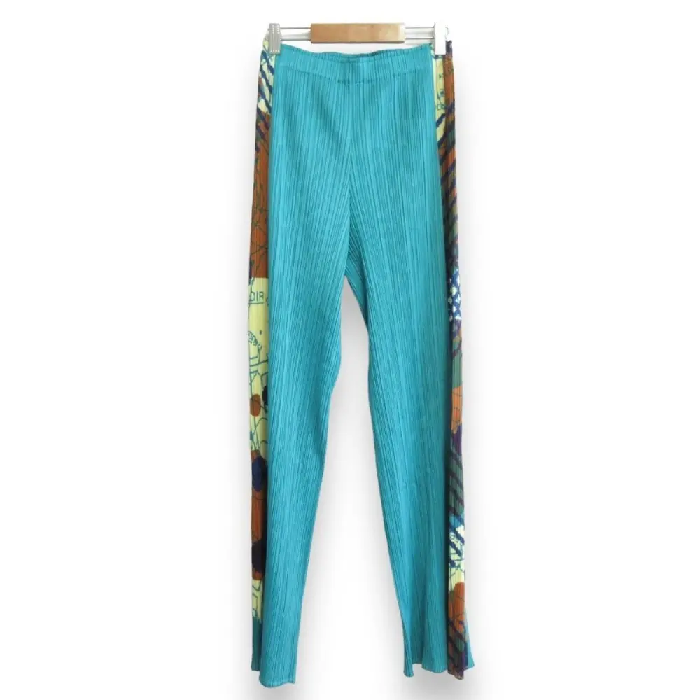 PLEATS PLEASE ISSEY MIYAKE プリーツプリーズ イッセイミヤケ 総柄 イージープリーツパンツ 2 ブルー