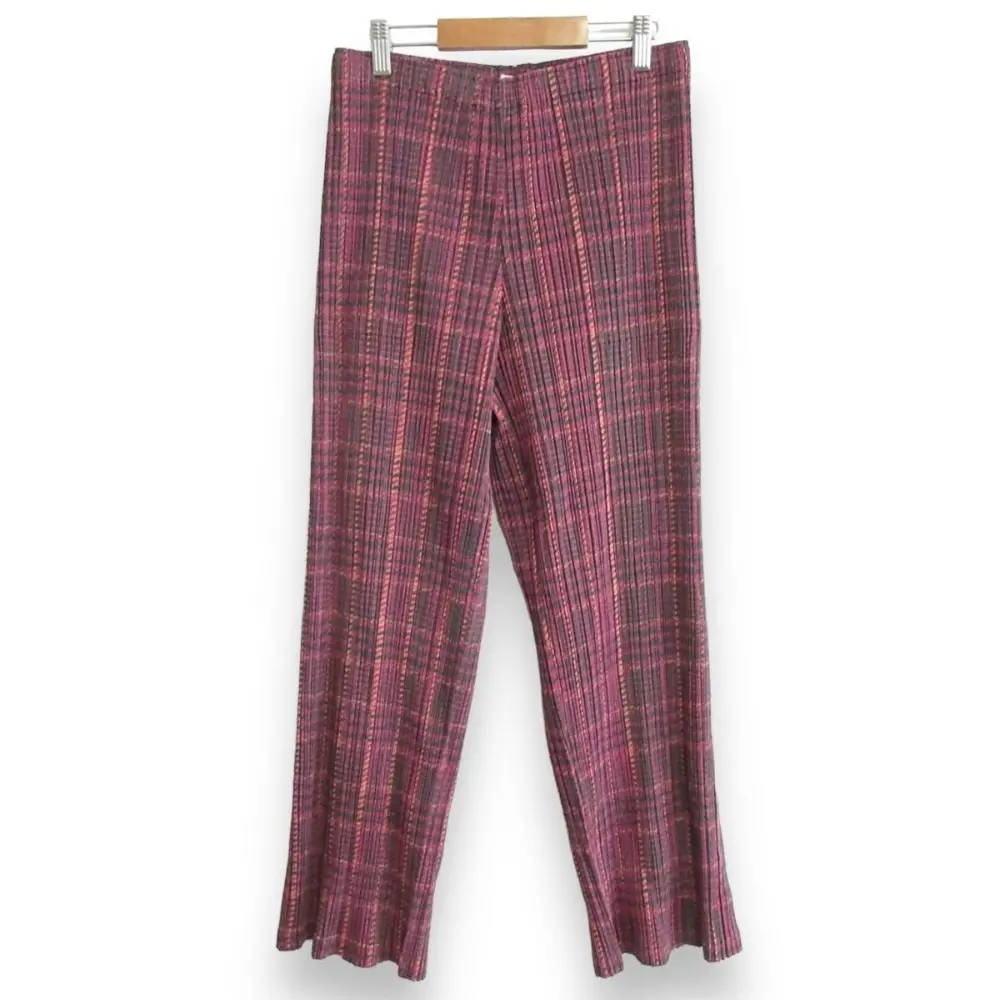 PLEATS PLEASE ISSEY MIYAKE プリーツプリーズ イッセイミヤケ チェック柄 イージープリーツパンツ 1 ピンク系