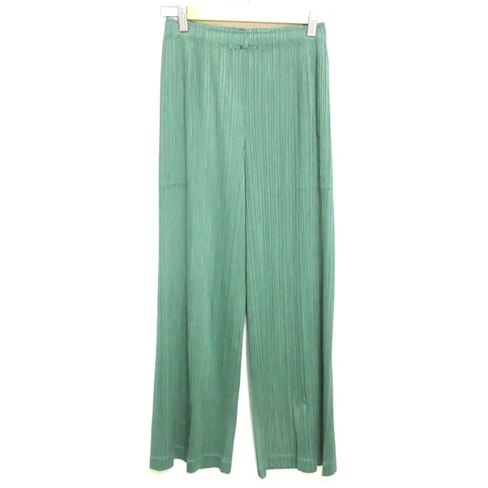 PLEATS PLEASE ISSEY MIYAKE プリーツプリーズ イッセイミヤケ スリット イージー プリーツパンツ スラックス 2 グリーン