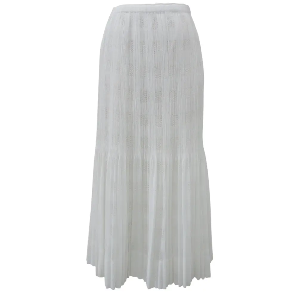 PLEATS PLEASE プリーツプリーズ イッセイミヤケ メッシュチェック イージーロングスカート PP63-JG554 サイズ3 ホワイト