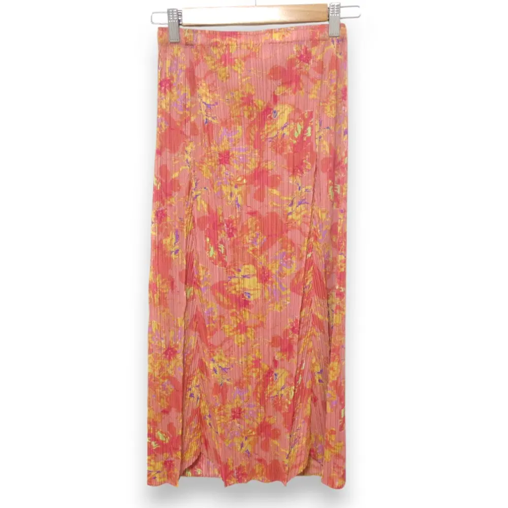 PLEATS PLEASE プリーツプリーズ イッセイミヤケ フローラルプリント イージーロングスカート PP51-JG584 サイズ3 ピンク系