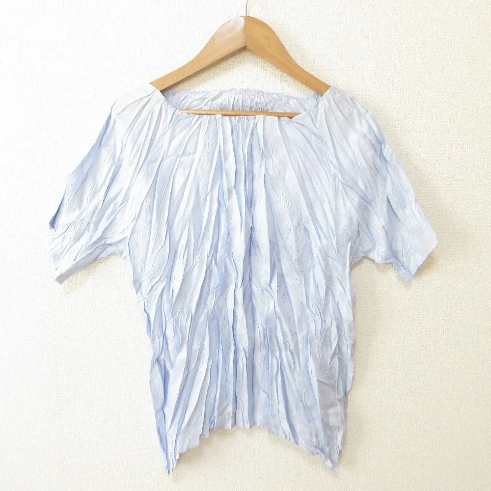 PLEATS PLEASE ISSEY MIYAKE プリーツプリーズ イッセイミヤケ シワ加工 半袖 ブラウス カットソー PP34-ZT912 3 ライトブルー