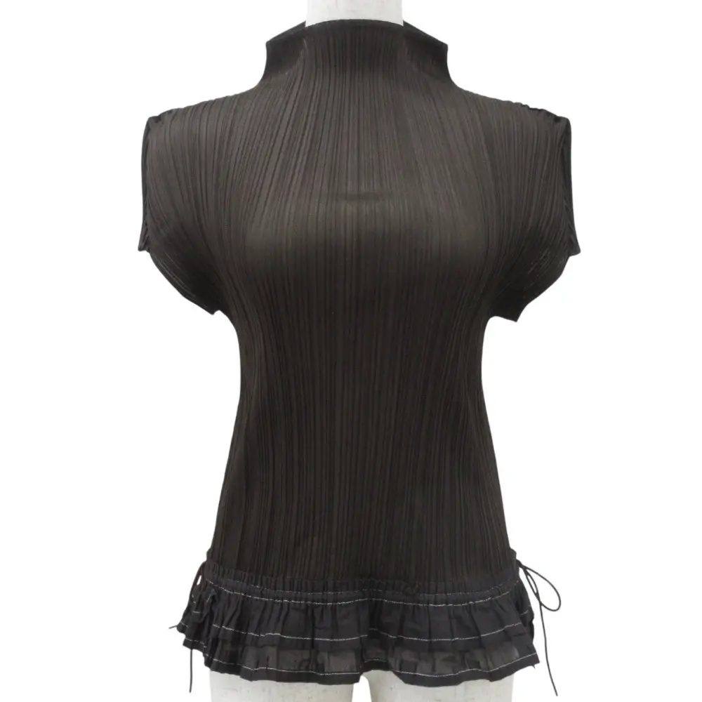 PLEATS PLEASE プリーツプリーズ イッセイミヤケ ペプラムカットソー PP43-JK502 サイズ3 ブラウン