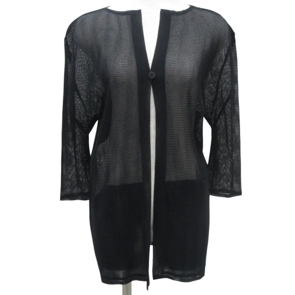 PLEATS PLEASE プリーツプリーズ イッセイミヤケ ハーフスリーブ メッシュカーディガン PP21-FO271 サイズ3 ブラック