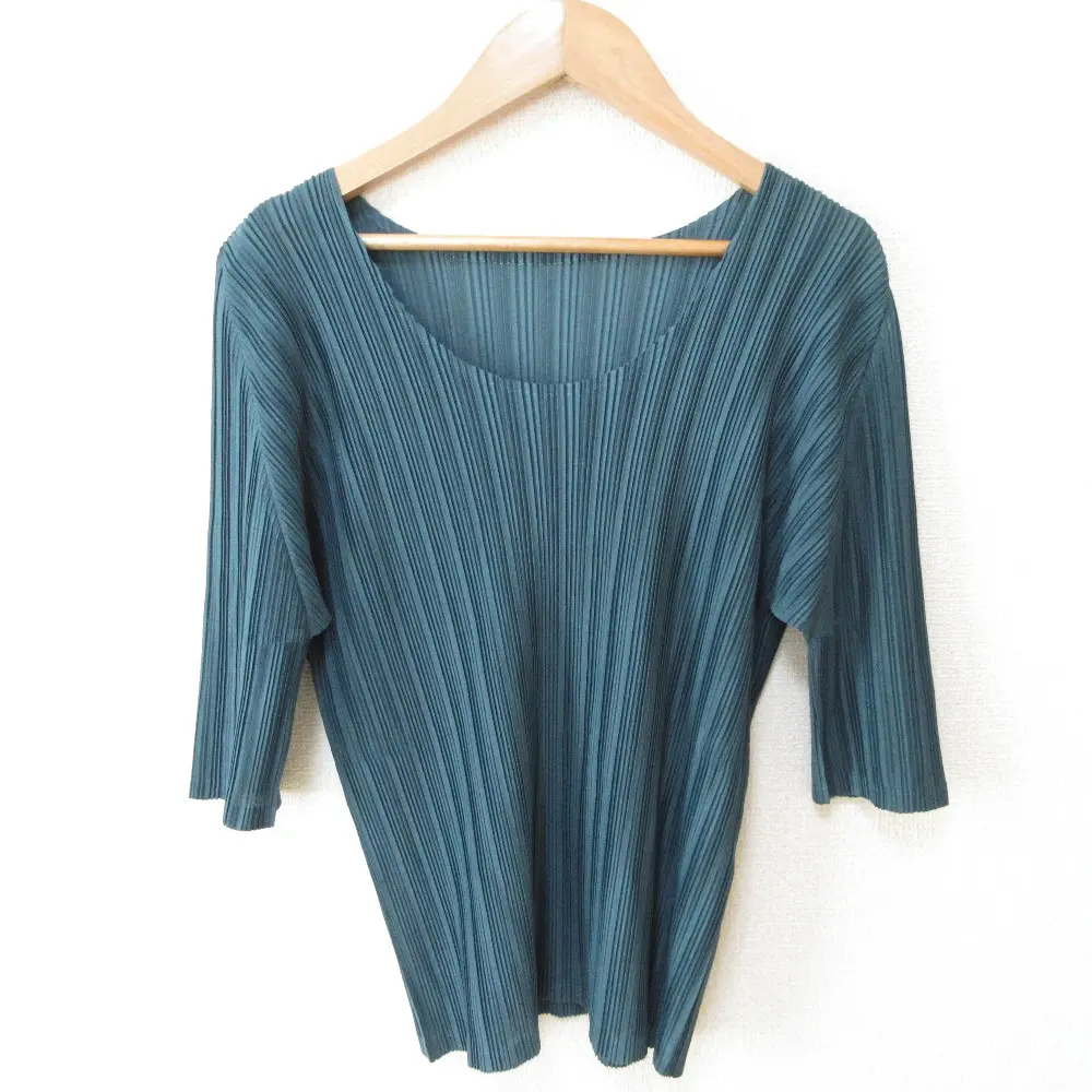 PLEATS PLEASE プリーツプリーズ イッセイミヤケ クルーネック ハーフスリーブ カットソー プルオーバー PP41-FK371 3 ブルー系
