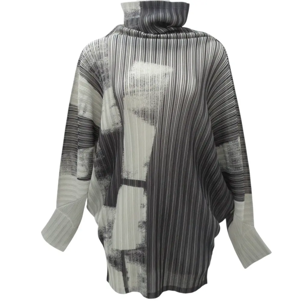 PLEATS PLEASE プリーツプリーズ イッセイミヤケ タートルネック ドルマンカットソー PP53-FT394 サイズ3 ブラック グレー