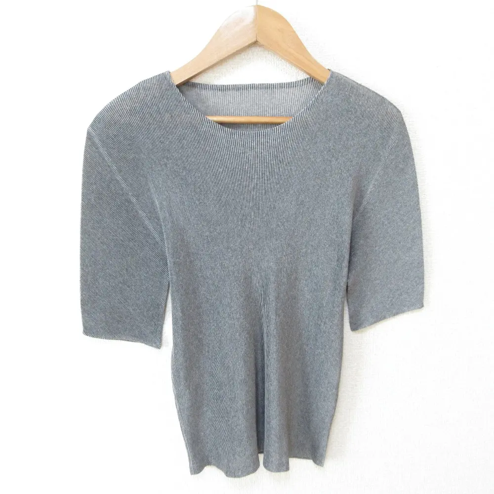PLEATS PLEASE プリーツプリーズ イッセイミヤケ クルーネック ショートスリーブ カットソー プルオーバー PP02-FK103 3 グレー