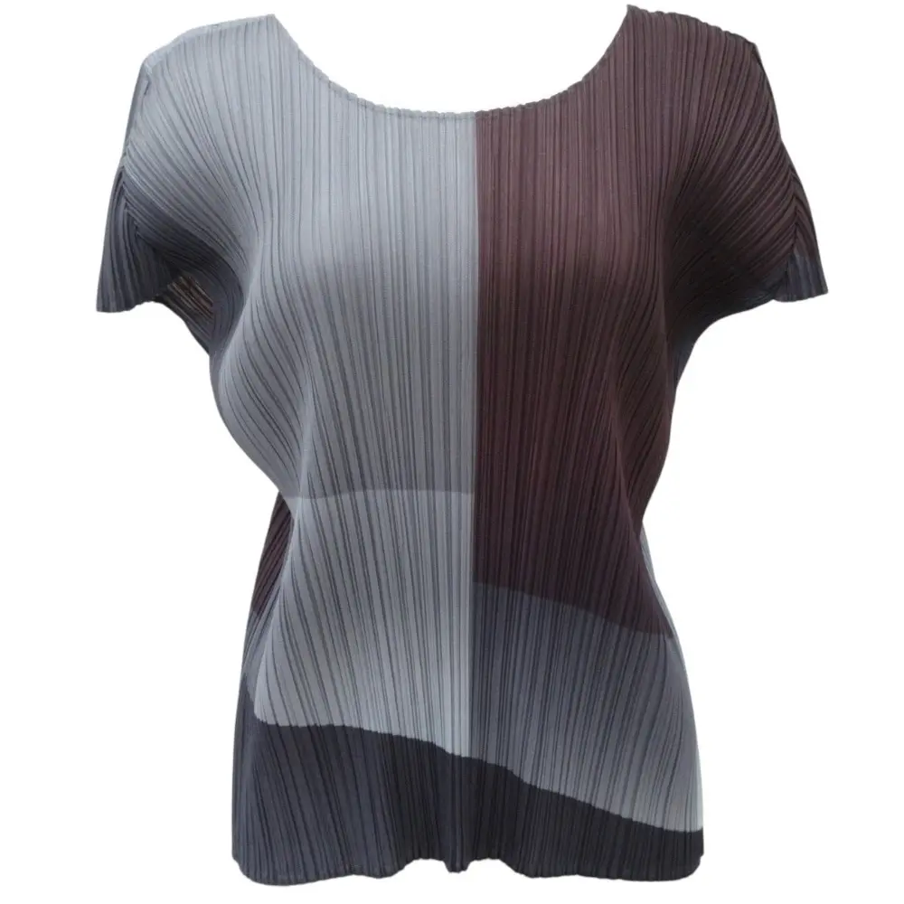 PLEATS PLEASE プリーツプリーズ イッセイミヤケ プリント カットソー PP13-JK803 サイズ3 グレー ブラウン