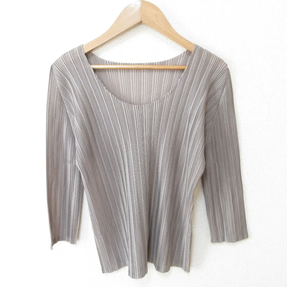 PLEATS PLEASE ISSEY MIYAKE プリーツプリーズ イッセイミヤケ クルーネック 七分袖 カットソー PP33-FK351 3 ブラウン