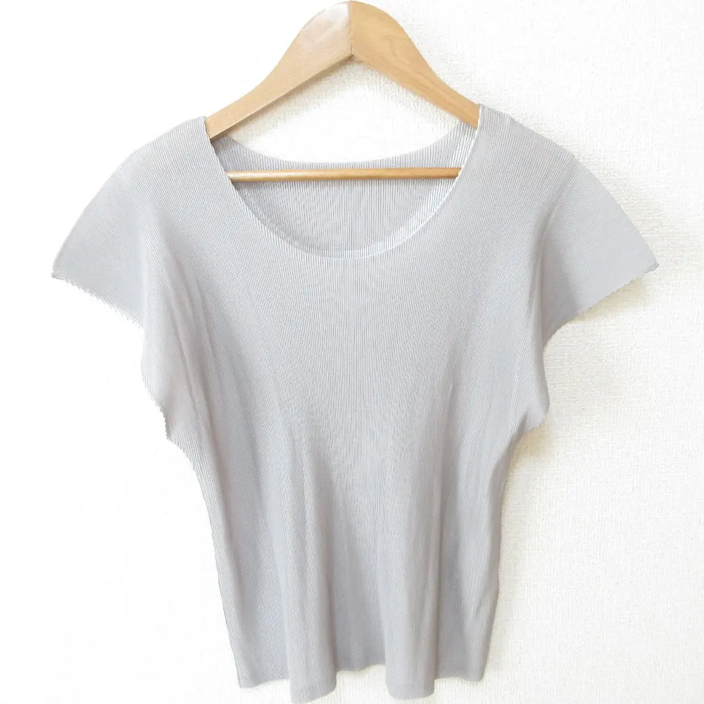 PLEATS PLEASE プリーツプリーズ イッセイミヤケ クルーネック フレンチスリーブ カットソー PP43-FK303 3 ライトグレー