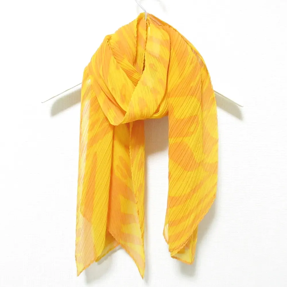 PLEATS PLEASE ISSEY MIYAKE プリーツプリーズ イッセイミヤケ 総柄 ストール スカーフ PP34-AD261 オレンジ×イエロー