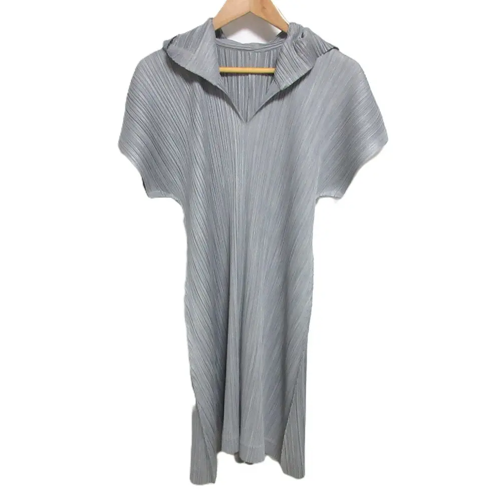 PLEATS PLEASE ISSEY MIYAKE プリーツプリーズ イッセイミヤケ 半袖 ロングプリーツパーカー チュニック グレー