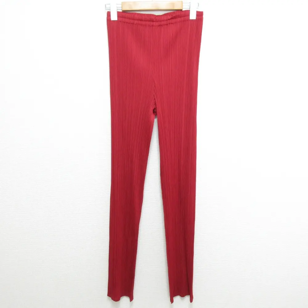 PLEATS PLEASE ISSEY MIYAKE プリーツプリーズ イッセイミヤケ イージー スリムパンツ レギパン サイズ4 レッド