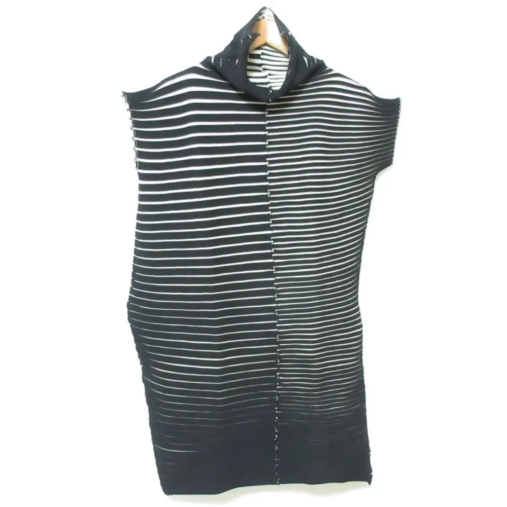 20SS PLEATS PLEASE プリーツプリーズ イッセイミヤケ CHIRA-CHIRA ニット チュニック サイズ3 ブラック×ホワイト