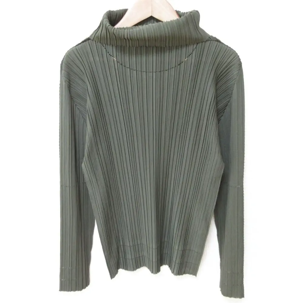 PLEATS PLEASE ISSEY MIYAKE プリーツプリーズ イッセイミヤケ 長袖 タートルネック プリーツカットソー 3 カーキ