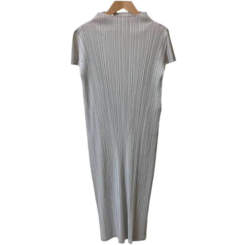 PLEATS PLEASE ISSEY MIYAKE プリーツプリーズ イッセイミヤケ 半袖 ロングワンピース PP03-JH166 サイズ2 ライトグレー