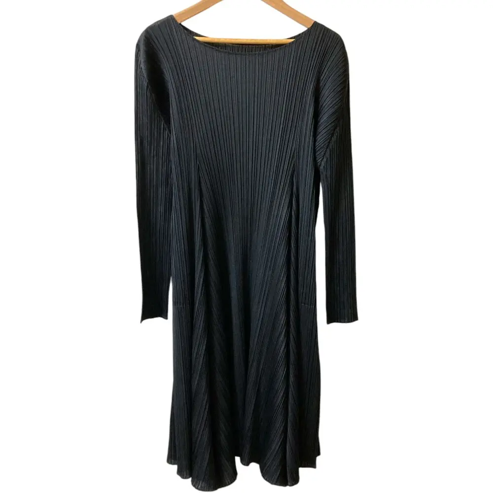 PLEATS PLEASE ISSEY MIYAKE プリーツプリーズ イッセイミヤケ 長袖 フレア ワンピース PP63-JH603 サイズ2 ブラック