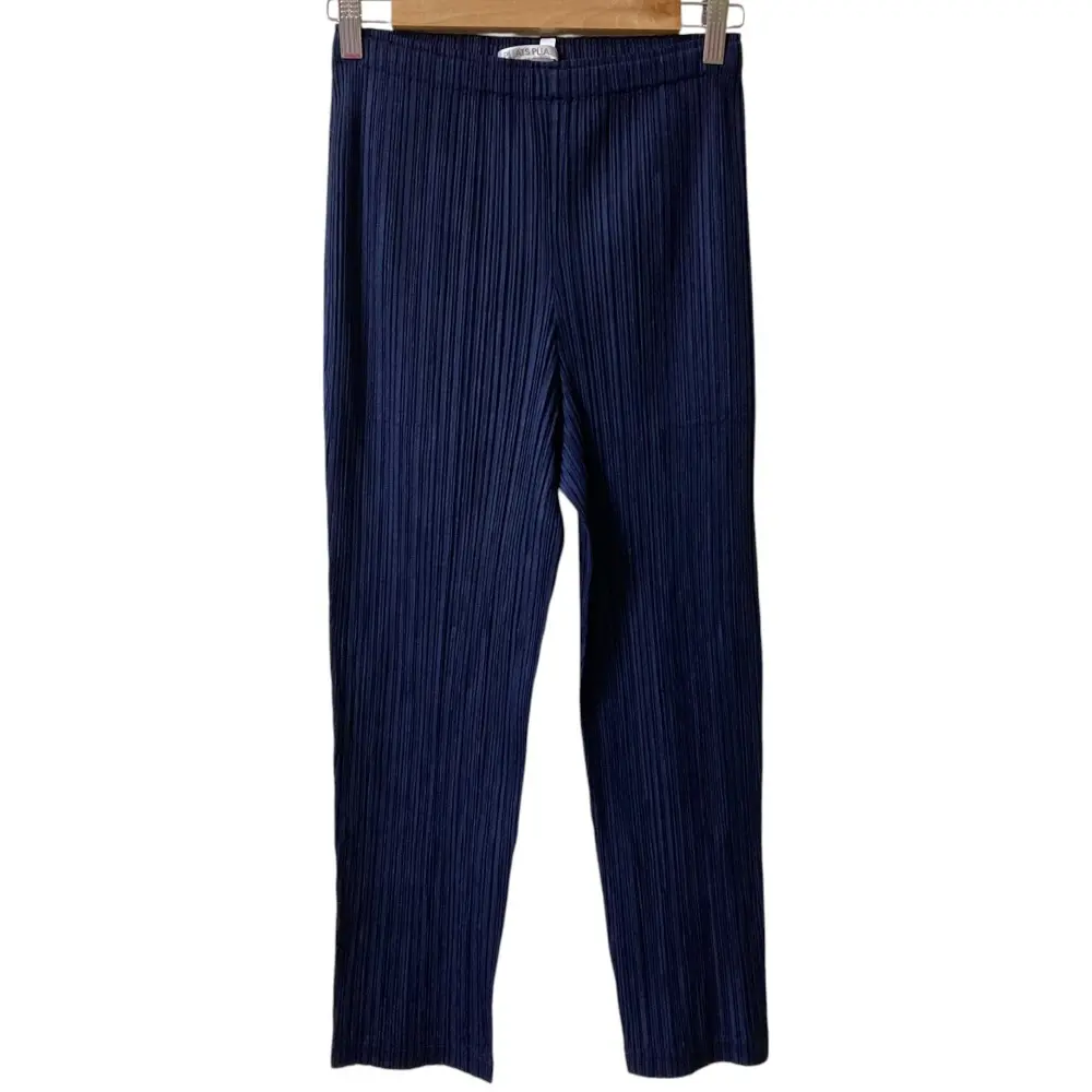 PLEATS PLEASE ISSEY MIYAKE プリーツプリーズ イッセイミヤケ イージーストレートパンツ  PP03-JF422 サイズ2 ネイビー