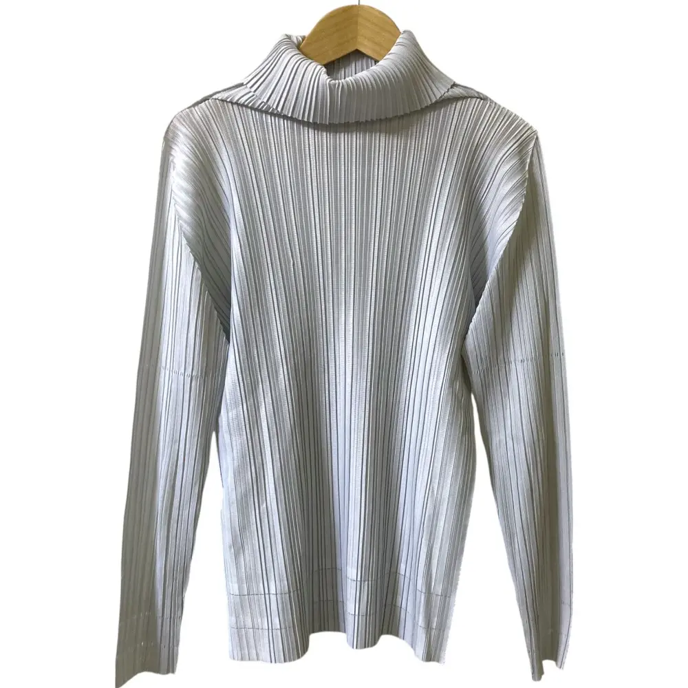 PLEATS PLEASE ISSEY MIYAKE プリーツプリーズ イッセイミヤケ ハイネック 長袖 カットソー PP72JK962 サイズ3 ライトグレー