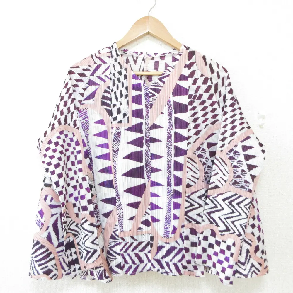PLEATS PLEASE プリーツプリーズ イッセイミヤケ 総プリント バウンス ワイドカットソー PP13-JK632 サイズ3 パープル