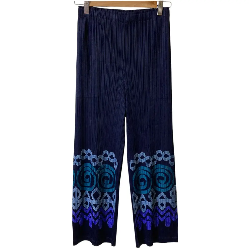 PLEATS PLEASE ISSEY MIYAKE プリーツプリーズ イッセイミヤケ テープ ロングパンツ PP83-JF763 サイズ4 ネイビー