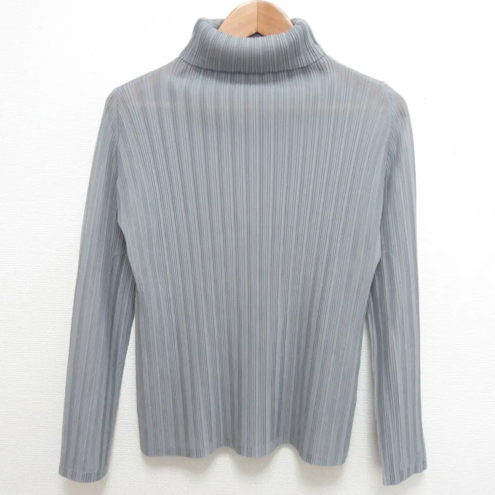 PLEATS PLEASE プリーツプリーズ イッセイミヤケ ロングスリーブ ハイネック カットソー サイズ3 グレー