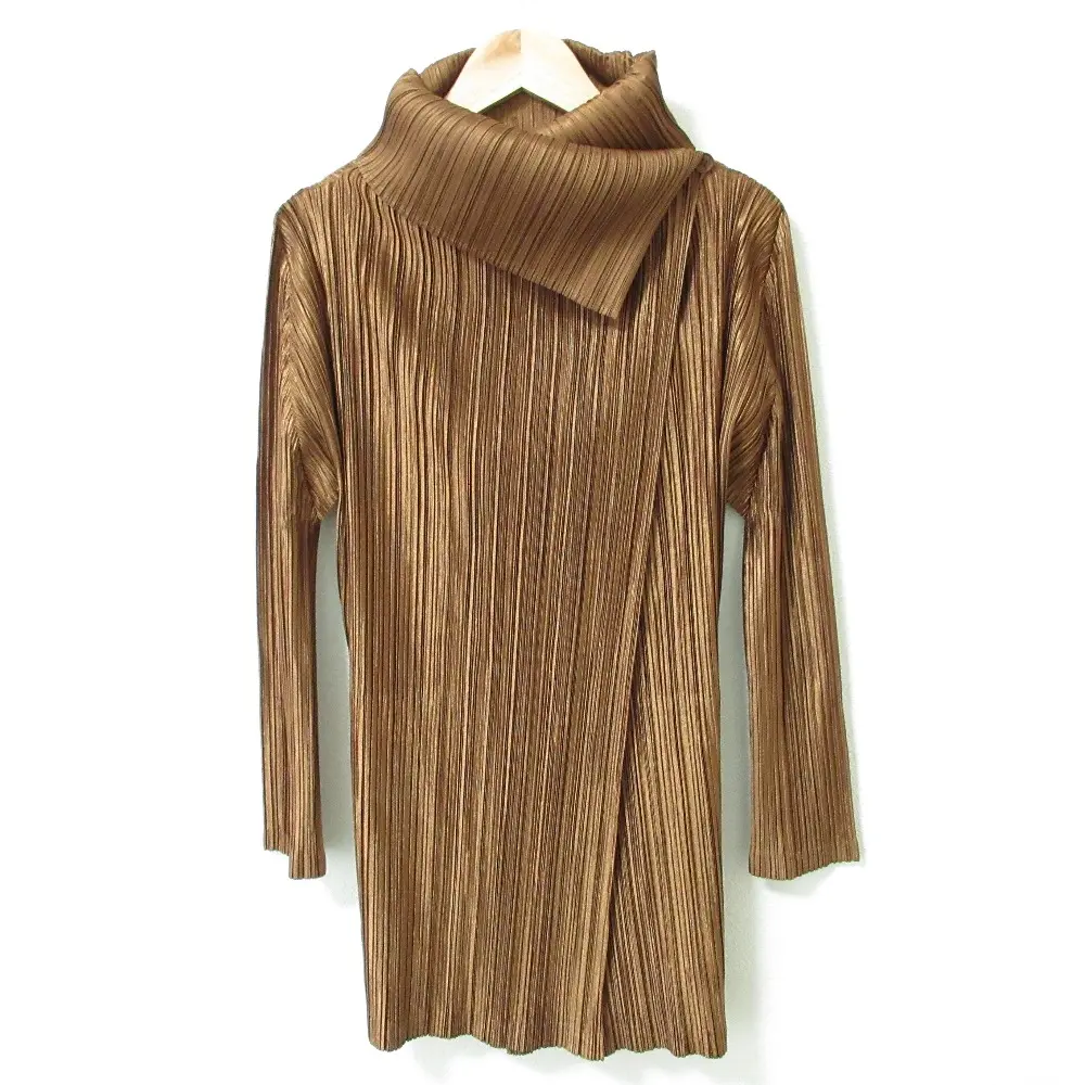 PLEATS PLEASE プリーツプリーズ イッセイミヤケ ボリュームカラー カーディガン ジャケット PP31-JA102 2 ブラウン