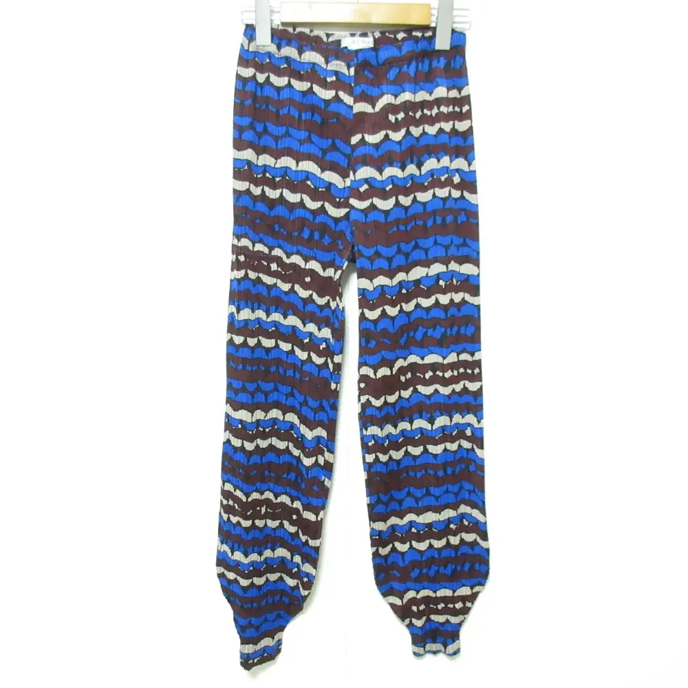 PLEATS PLEASE プリーツプリーズ イッセイミヤケ 総柄 イージージョガーパンツ PP23-JF762 サイズ3 ブルー系