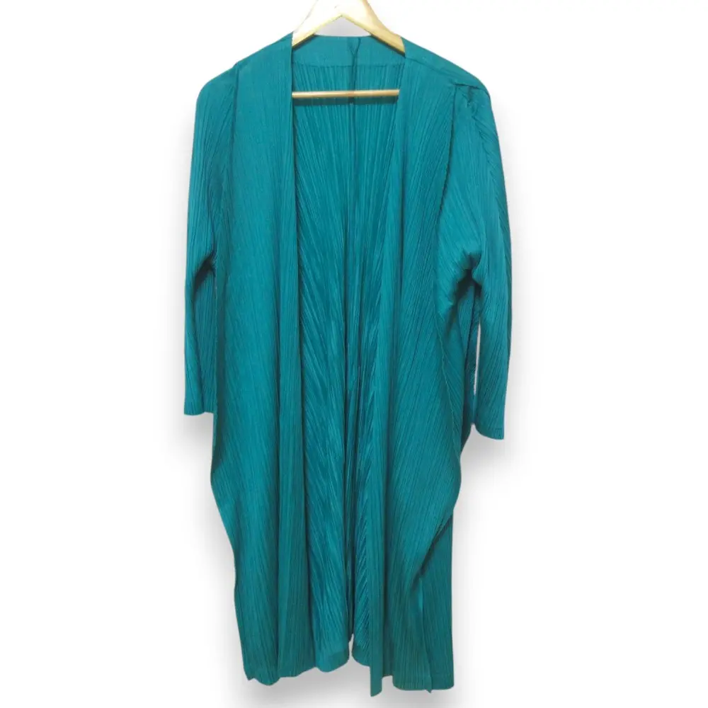 PLEATS PLEASE プリーツプリーズ イッセイミヤケ オープンフロント ロングカーディガン PP71-JA603 サイズ3 グリーン系