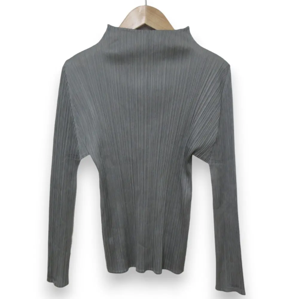 PLEATS PLEASE プリーツプリーズ イッセイミヤケ ボトルネック ロングスリーブ カットソー PP55-JK113 3 グレー