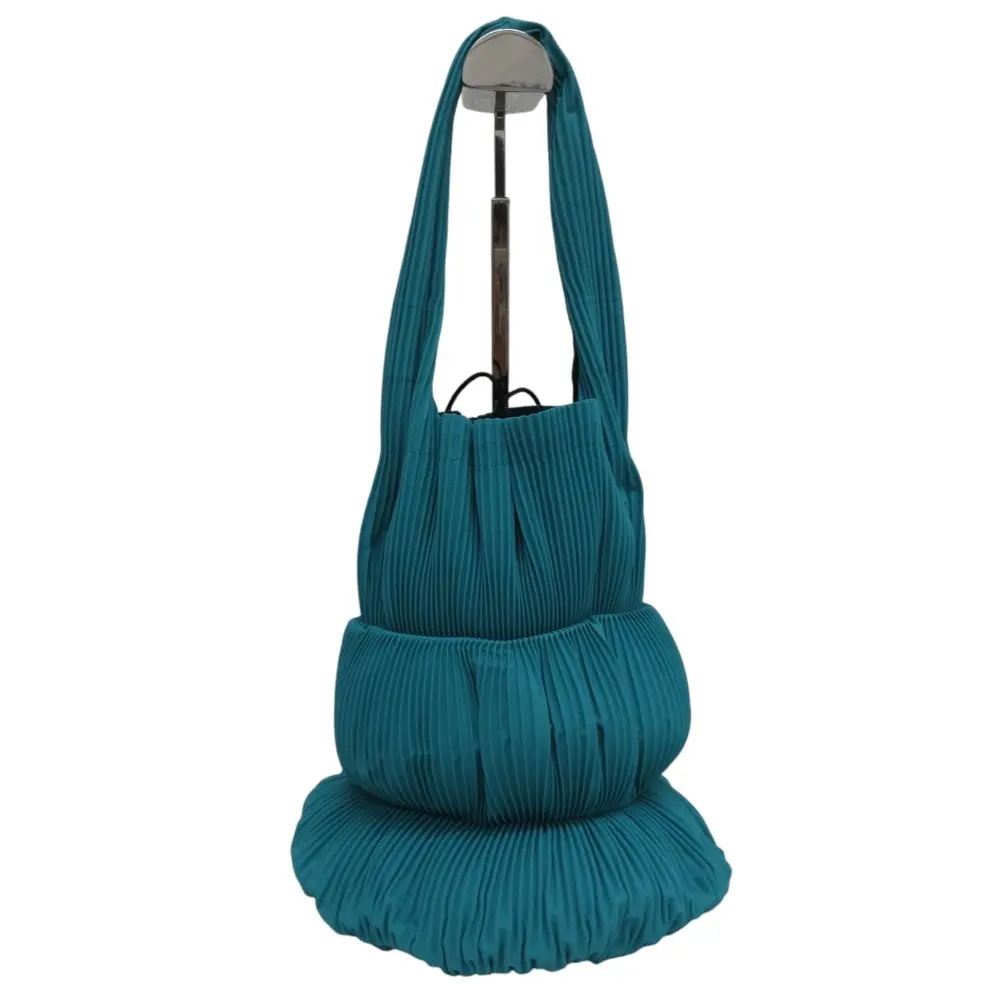 PLEATS PLEASE プリーツプリーズ イッセイミヤケ 巾着 ハンドバッグ エメラルドグリーン