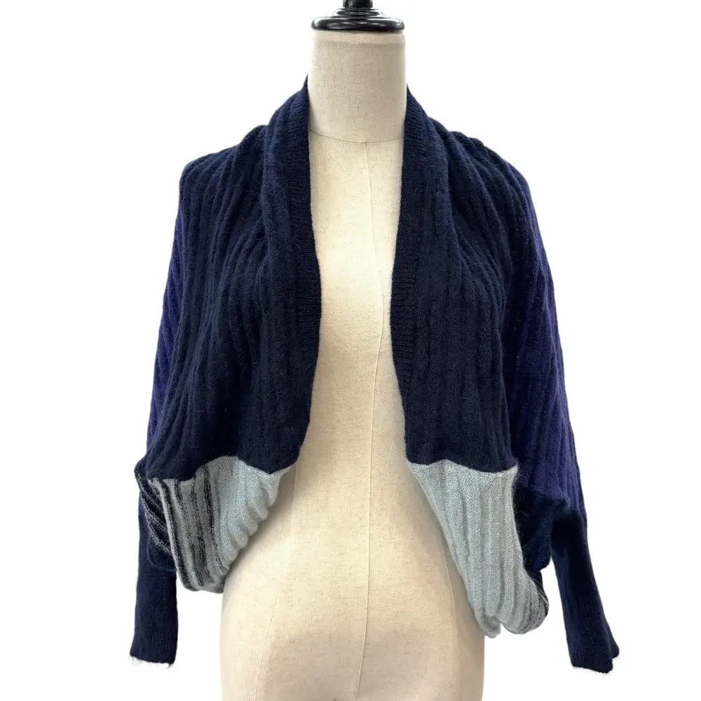 PLEATS PLEASE ISSEY MIYAKE プリーツプリーズ イッセイミヤケ モヘア ボレロニット ジャケット カーディガン サイズ3 ブルー