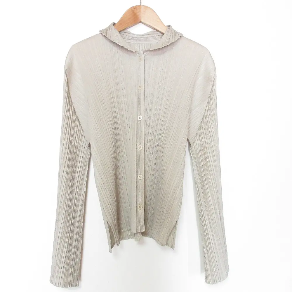 PLEATS PLEASE プリーツプリーズ イッセイミヤケ 長袖 シャツ ブラウス ベージュ