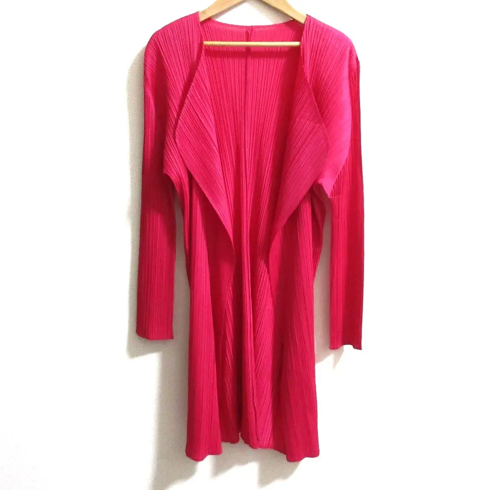 PLEATS PLEASE ISSEY MIYAKE プリーツプリーズ イッセイミヤケ ロングカーディガン PP41-JA901 サイズ3 ピンク