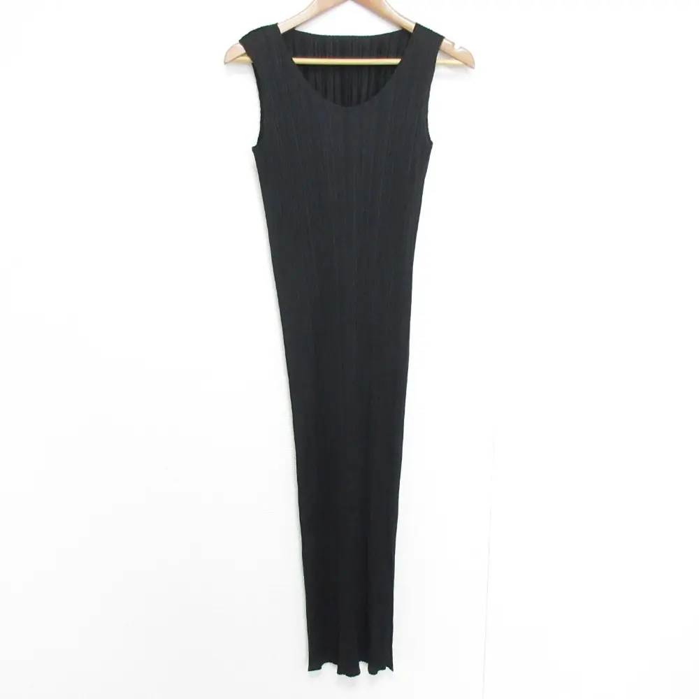 PLEATS PLEASE プリーツプリーズ イッセイミヤケ ノースリーブ ロングワンピース PP05-JH001 サイズ1 ブラック